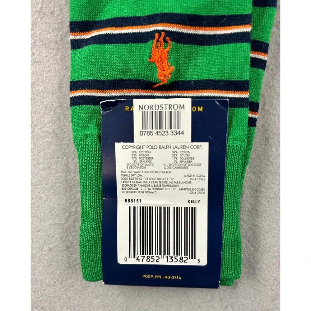 Polo Ralph Lauren Mercerized Cotton Striped Crew Socks